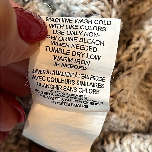 Method cowl button turtle neck Sweater mens M speckled beige tan chunky knit - Picture 12 of 16